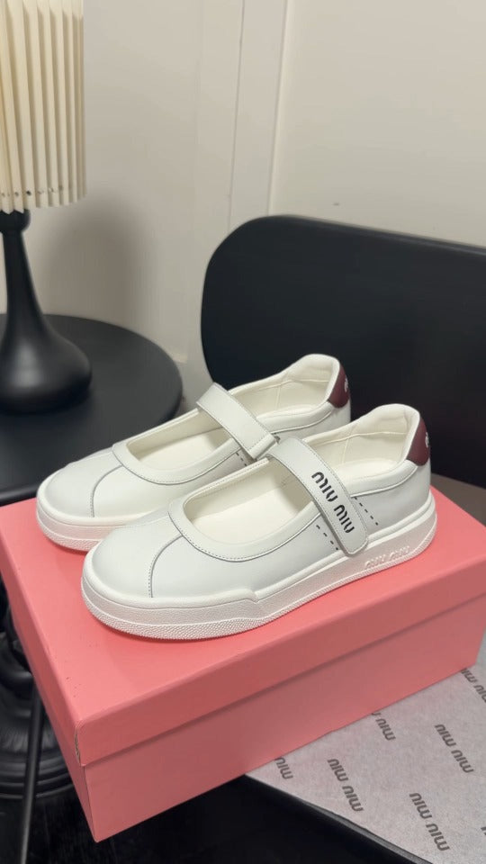 Miu Miu White Leather Logo Sneakers