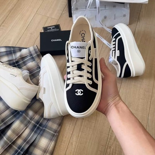 Chanel Canvas & Leather Canvas Shoes