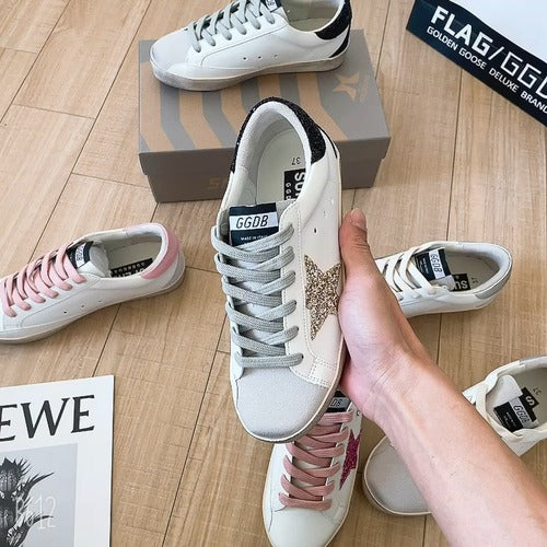Golden Goose Calfskin Leather Vintage-Finish Sneakers