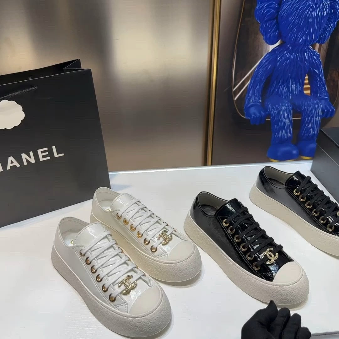 Chanel Lambskin Leather Logo Shoes