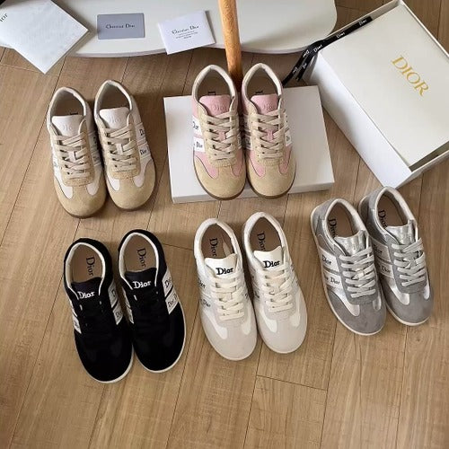 Dior Leather Vintage-Finish Sneakers