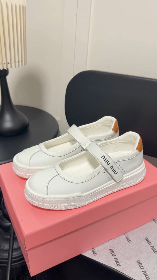 Miu Miu White Leather Logo Sneakers