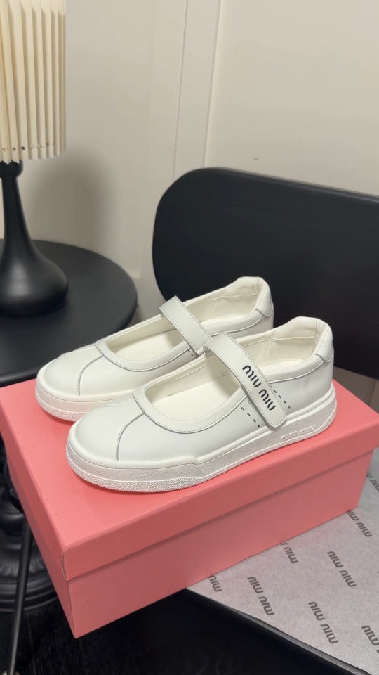 Miu Miu White Leather Logo Sneakers
