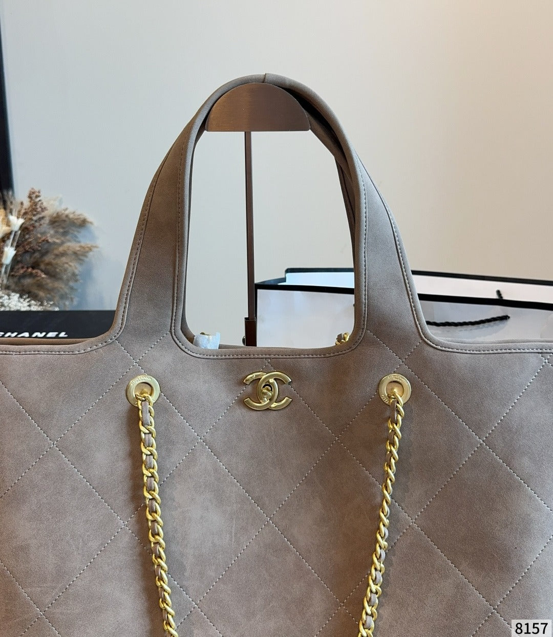 Chanel Black Suede Logo Tote Bag