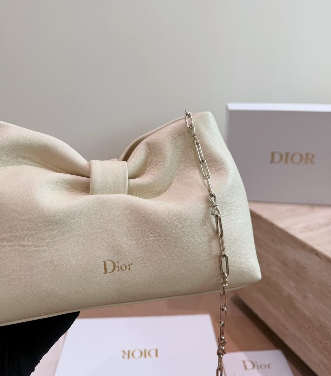 Dior Black Leather Bow Handbag