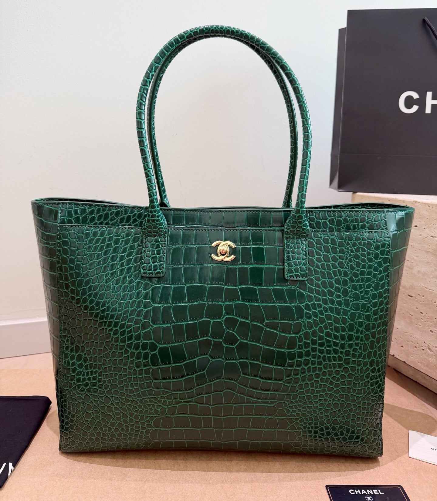 Chanel Black Vintage-Finish Tote Bag