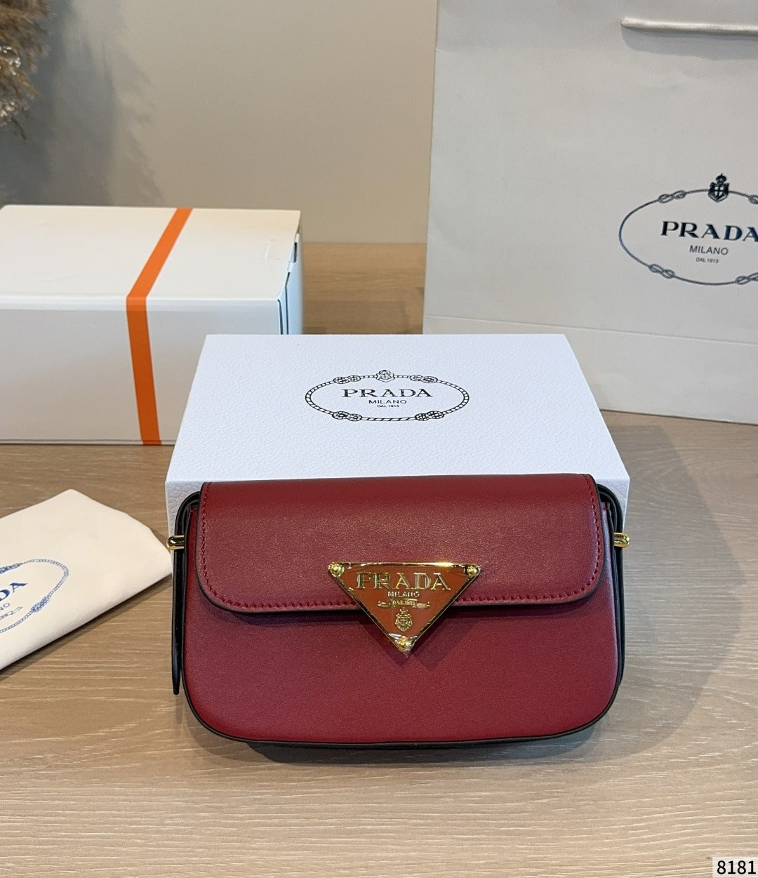 Prada Leather Vintage-Finish Crossbody Bag