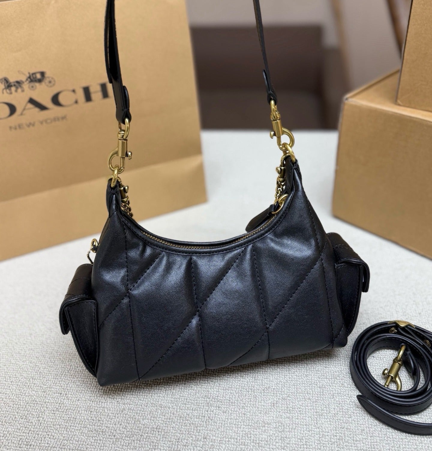 Coach Black Brass Chain Handbag
