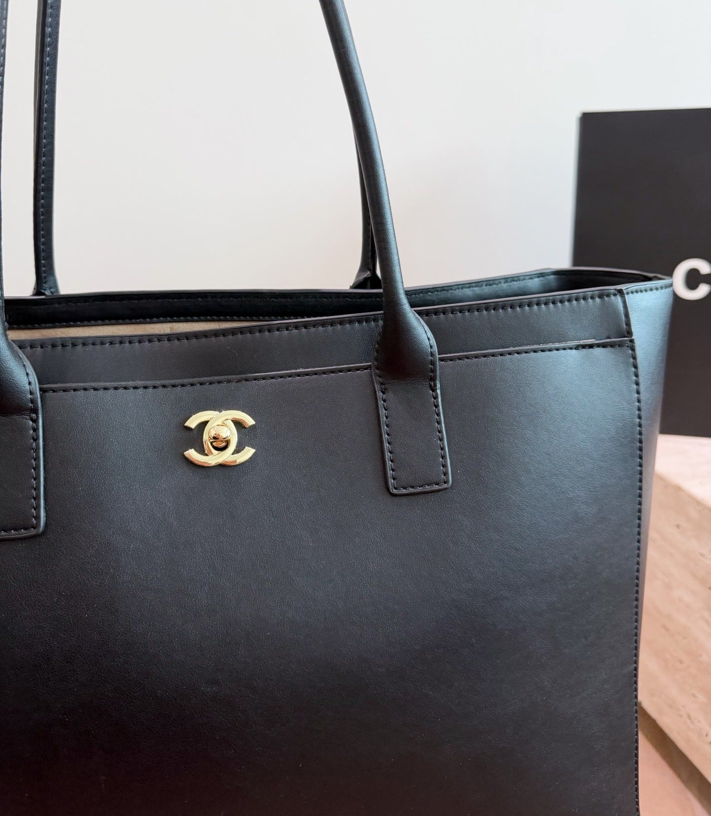 Chanel Black Vintage-Finish Tote Bag