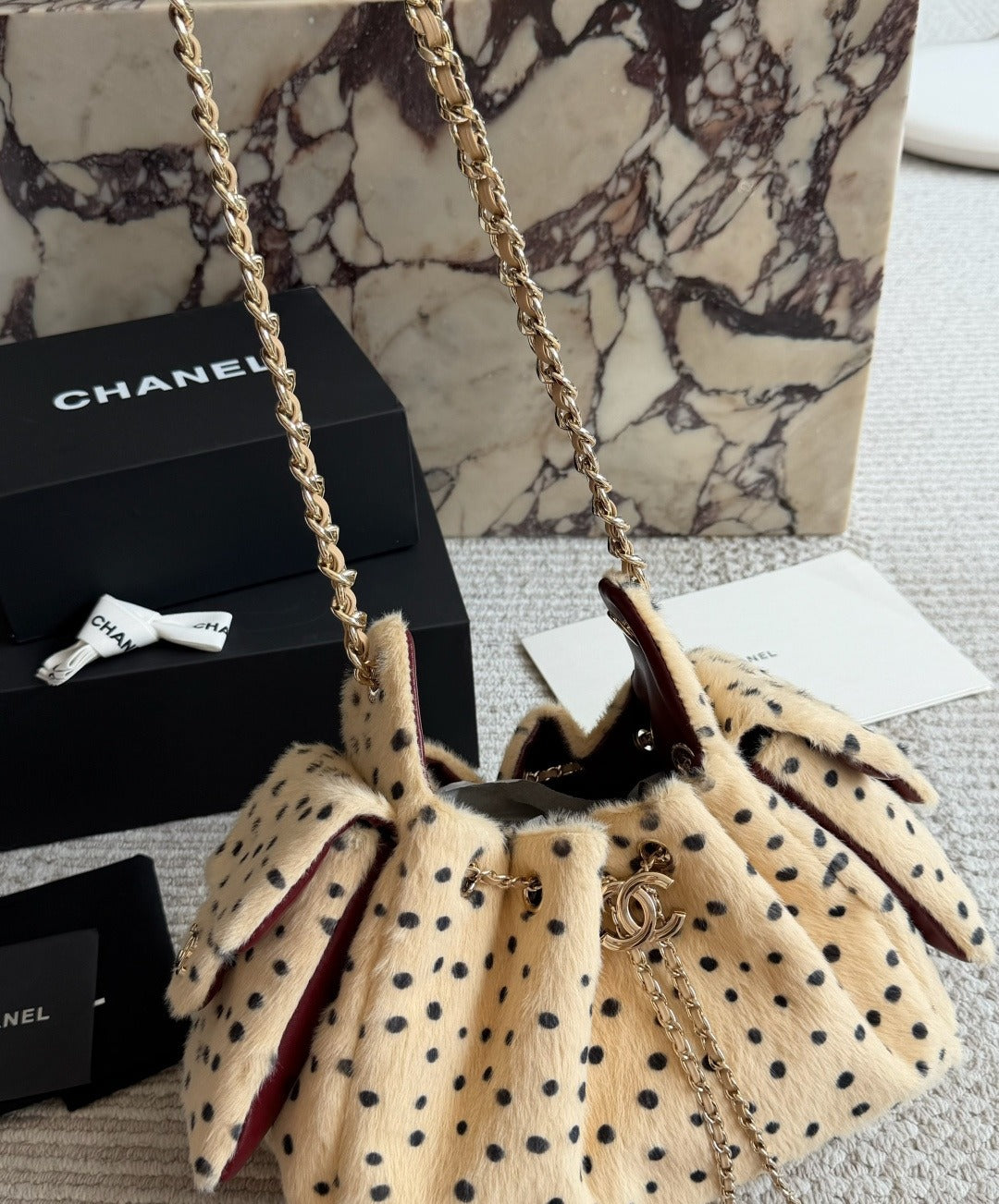 Chanel Black Cashmere Blend & Wool Blend Logo Handbag