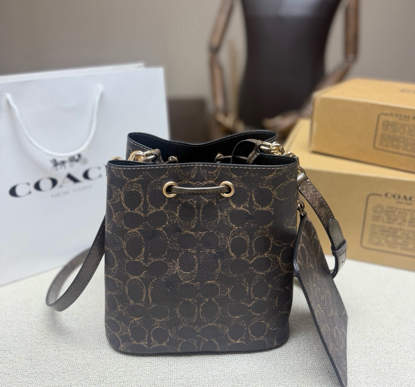 Coach Canvas Chain Handbag