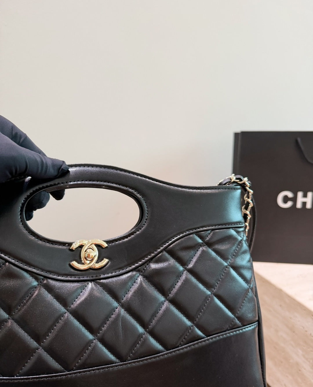 Chanel Lambskin Leather Chain Handbag