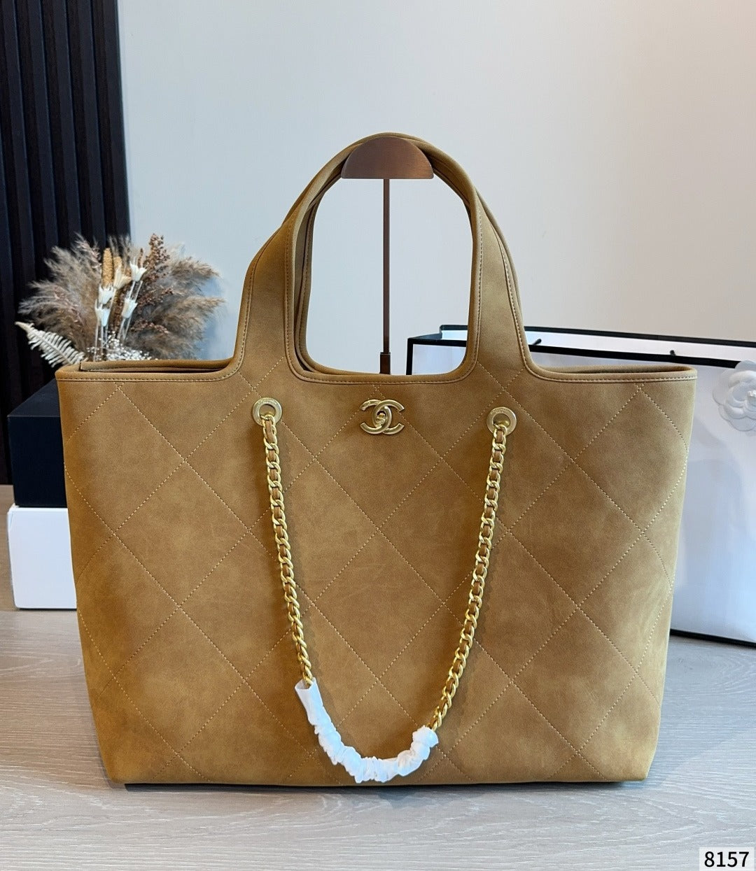 Chanel Black Suede Logo Tote Bag