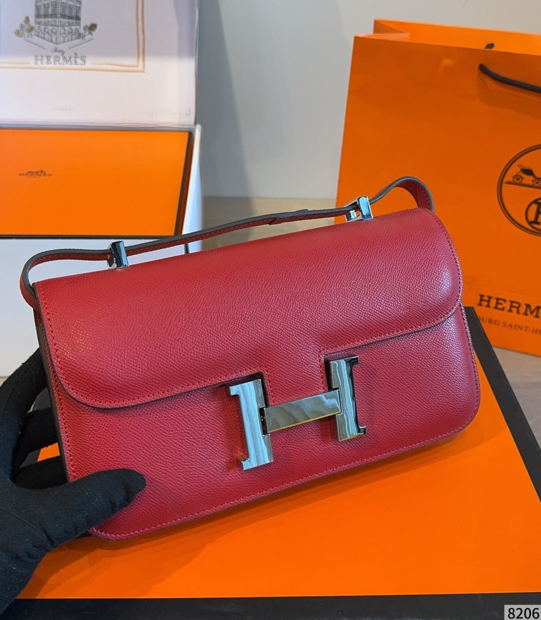 Hermes Leather Saddle Crossbody Bag