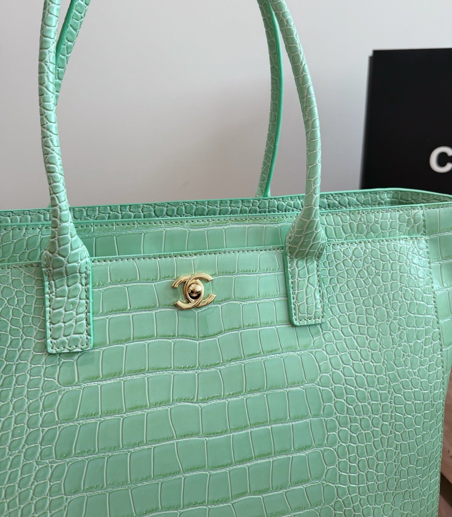 Chanel Black Vintage-Finish Tote Bag