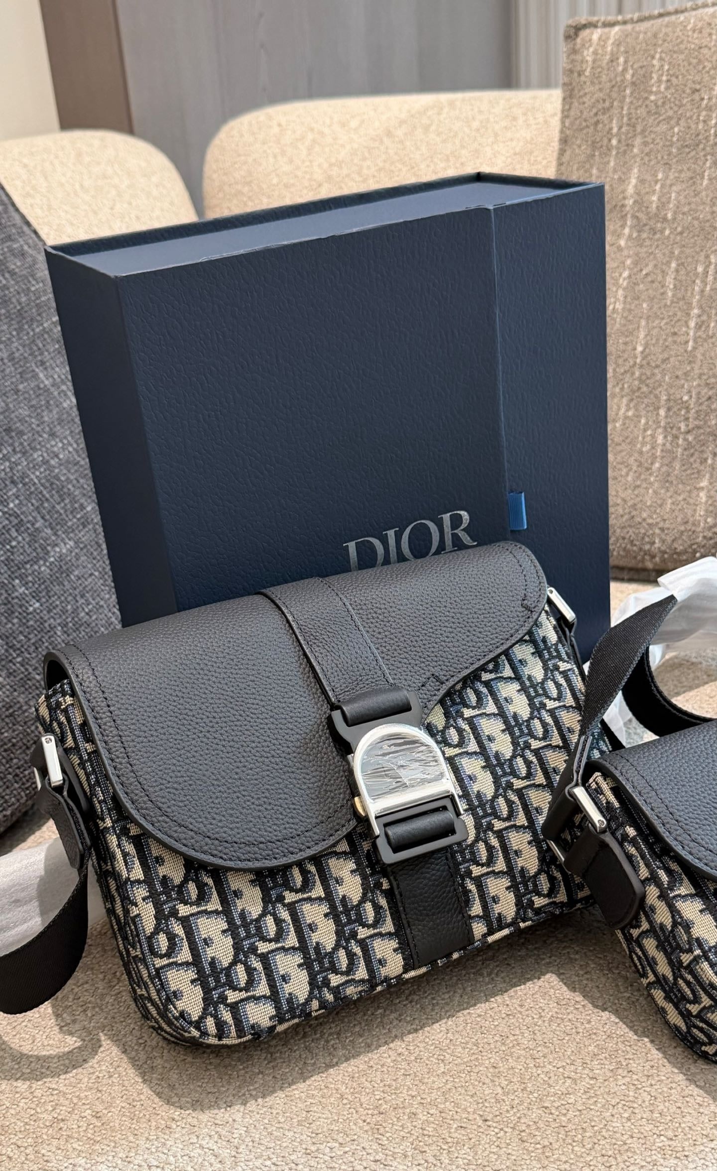 Dior Black Canvas & Leather Saddle Crossbody Bag