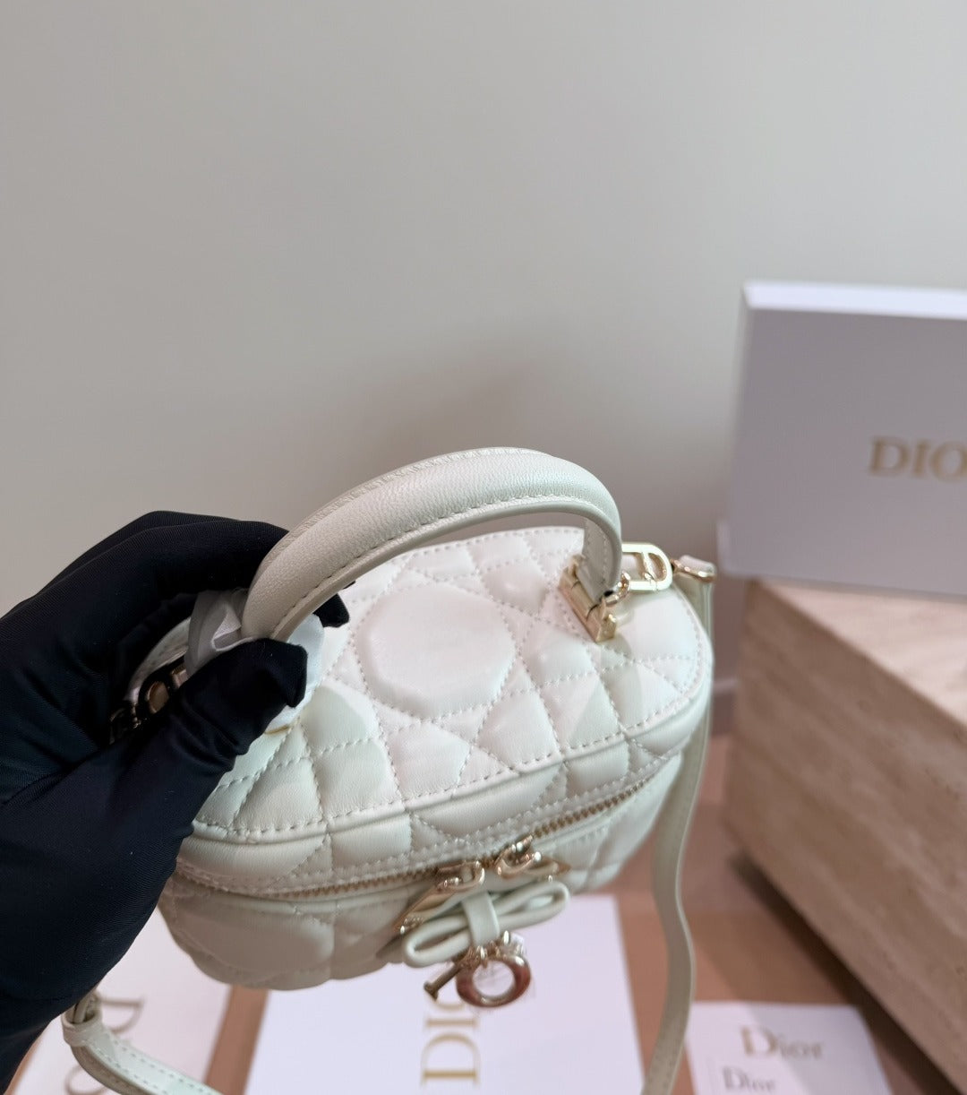 Dior Black Lambskin Leather Bow Handbag