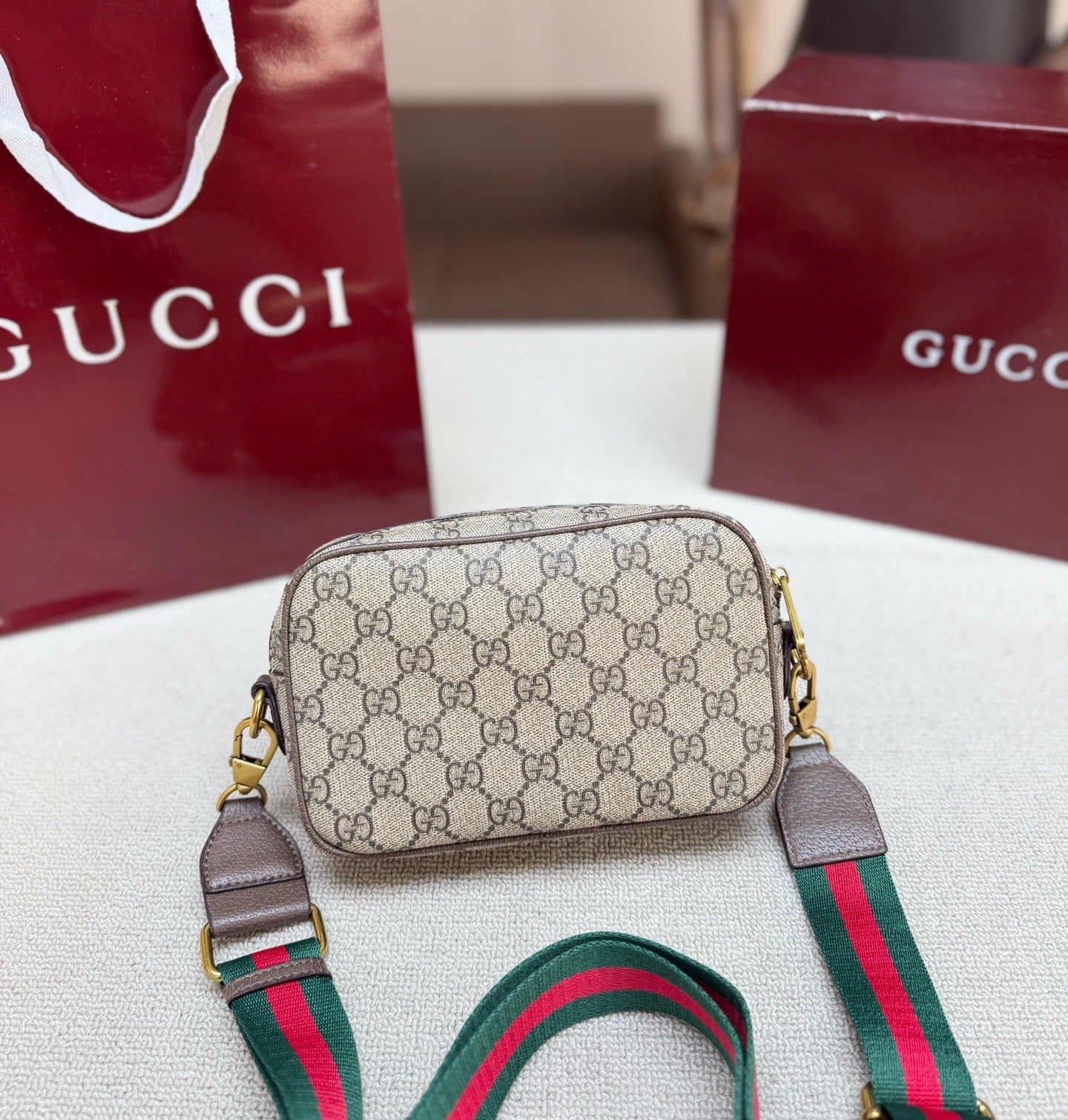 Gucci Canvas & Leather Ophidia Crossbody Bag