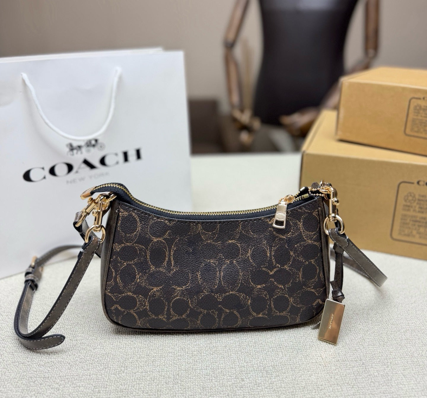 Coach Canvas & Leather Vintage-Finish Crossbody Bag