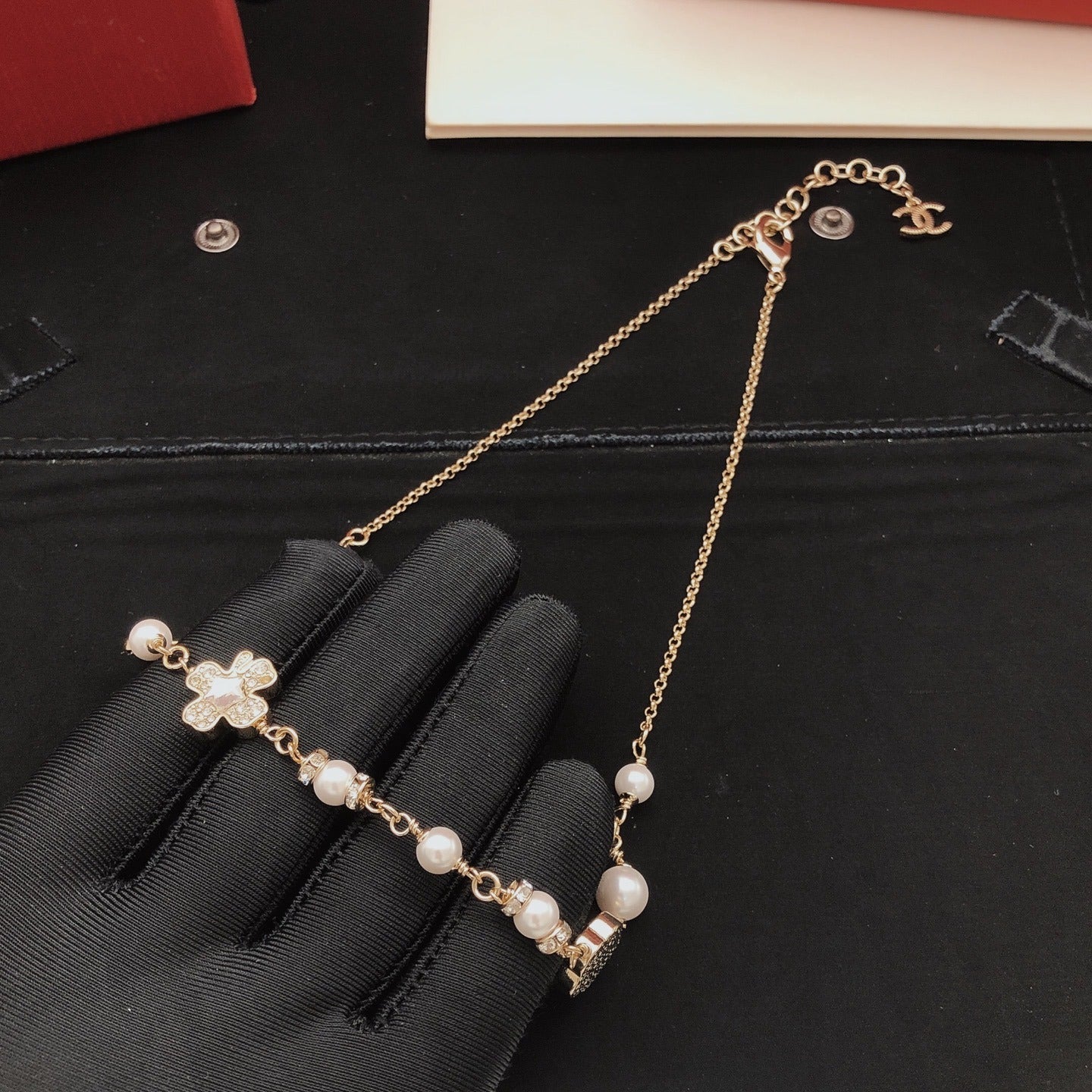 Chanel Brass Clover Necklace