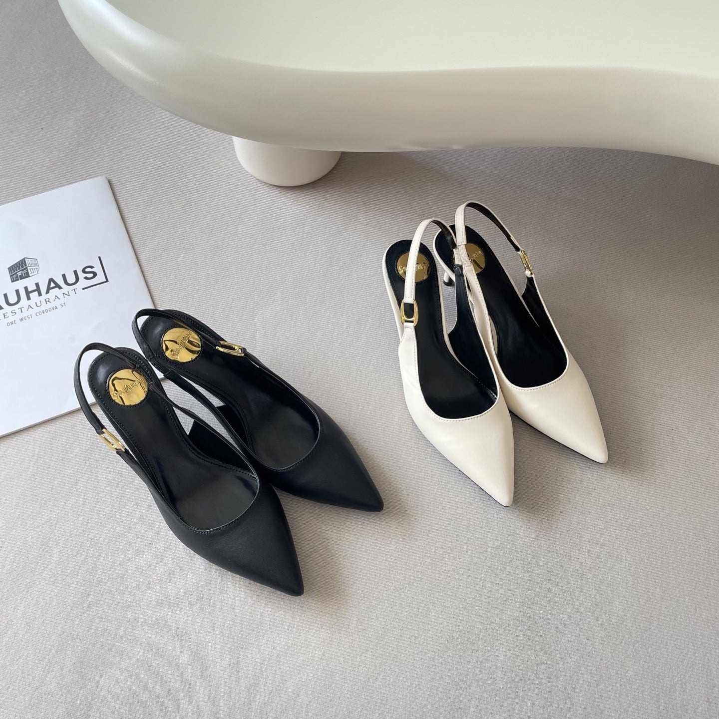 Saint Laurent Lambskin Leather Pointed Toe Heels