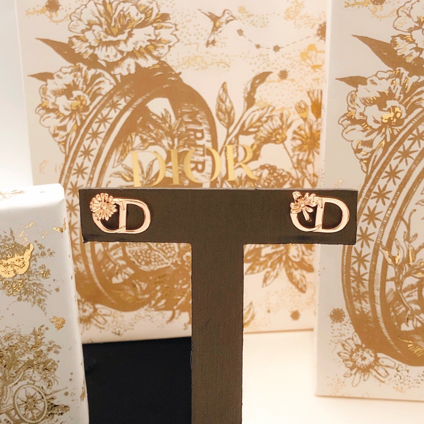 Dior Gold Brass Sunburst Earrings