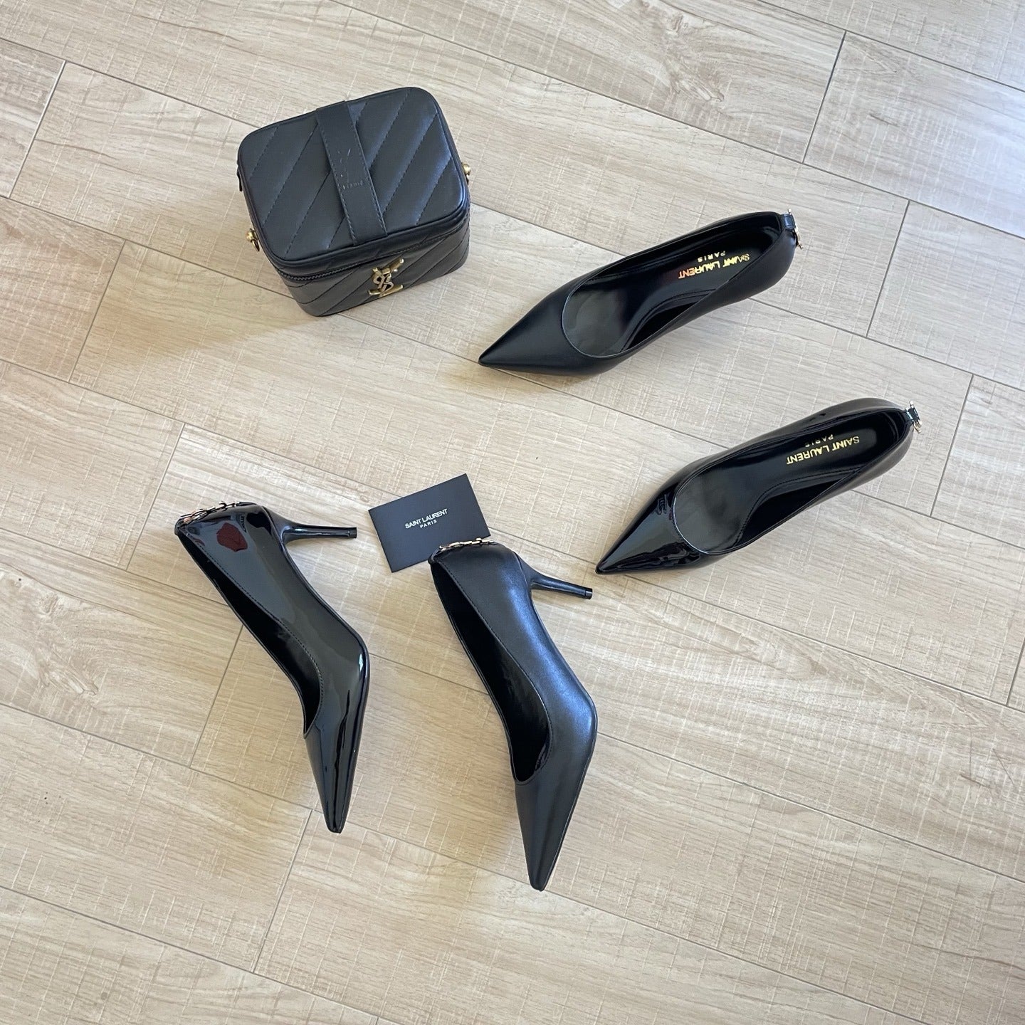 Saint Laurent Lambskin Leather Logo Heels