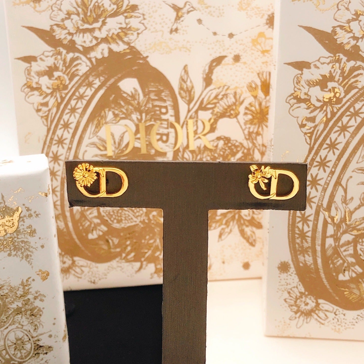 Dior Brass Sunburst Earrings