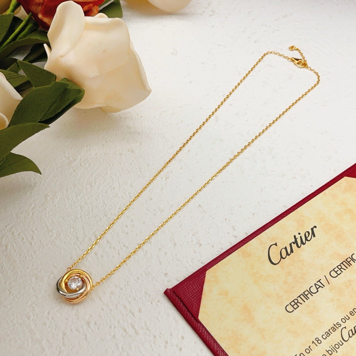 Cartier Gold Brass Colorblock Necklace