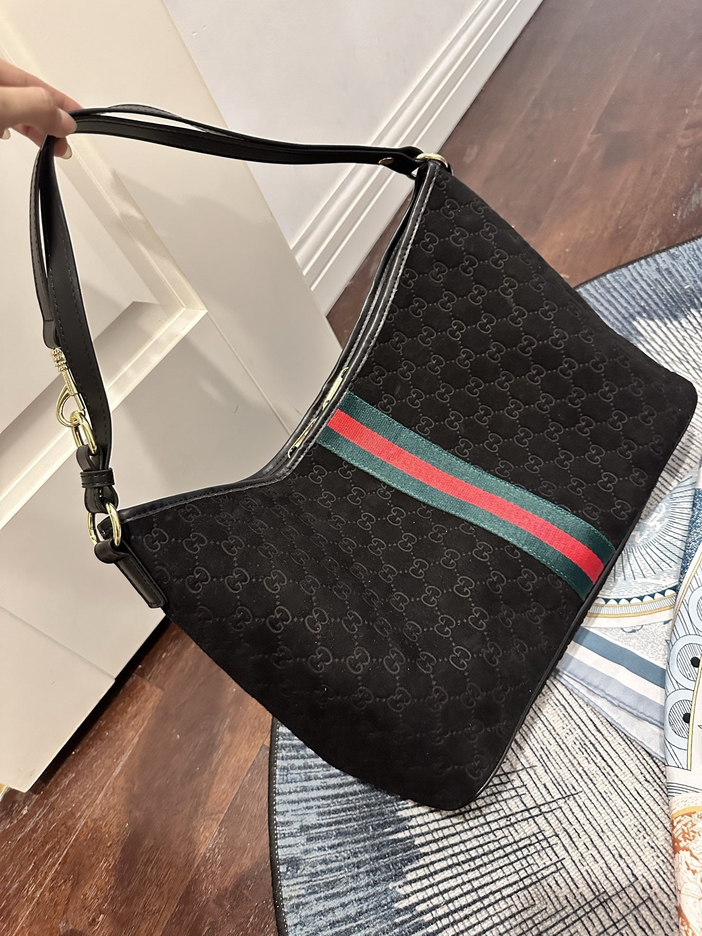 Gucci Suede & Canvas Vintage-Finish Crossbody Bag