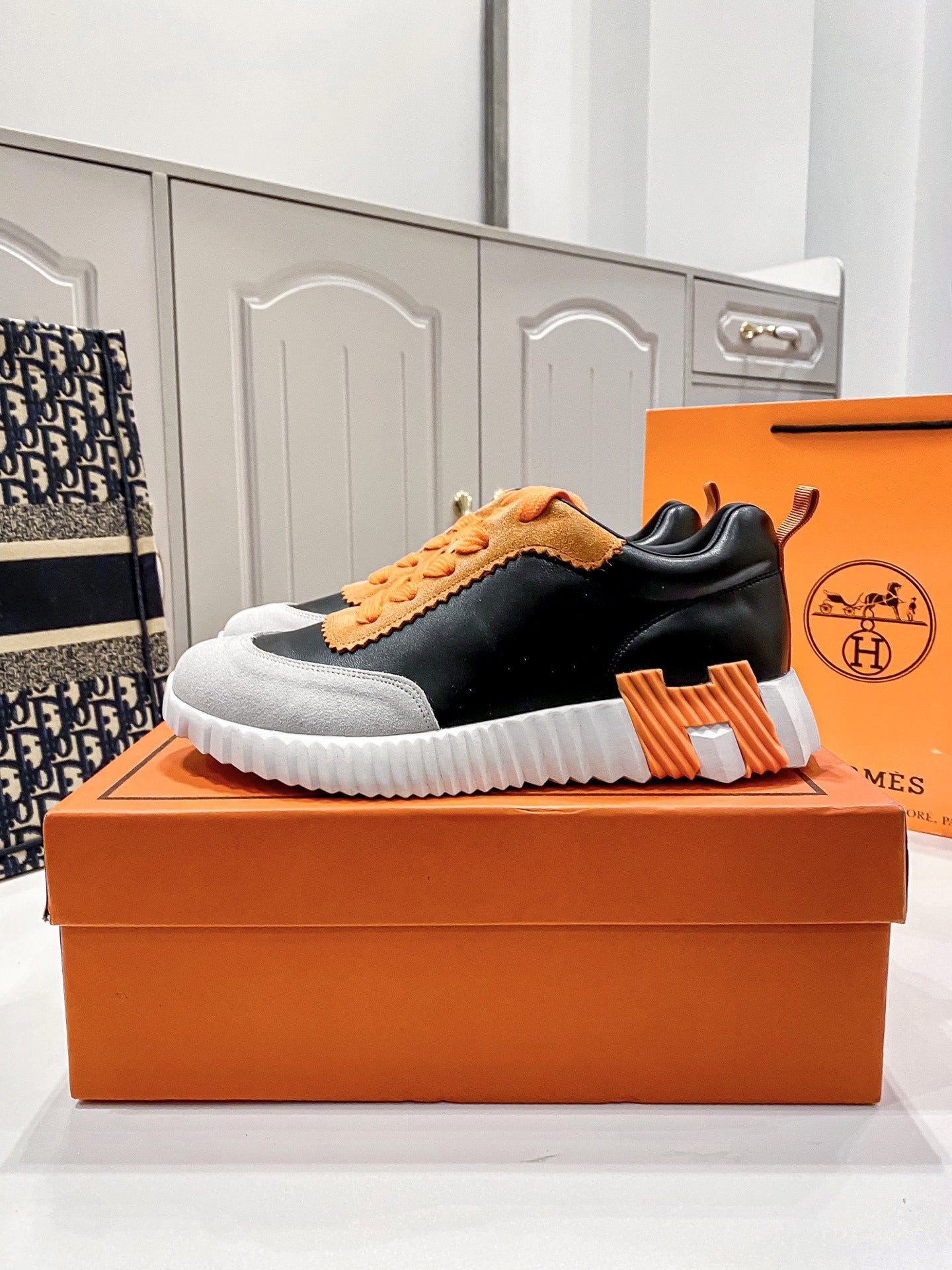 Hermes Lambskin Leather Sneakers