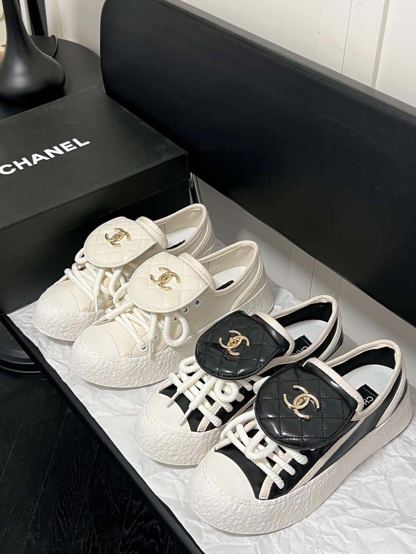 Chanel Leather Vintage-Finish Shoes