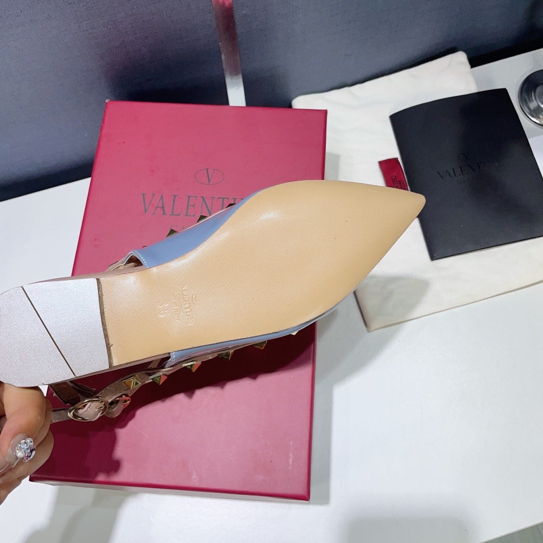 Valentino Lambskin Leather Pointed Toe Sandals