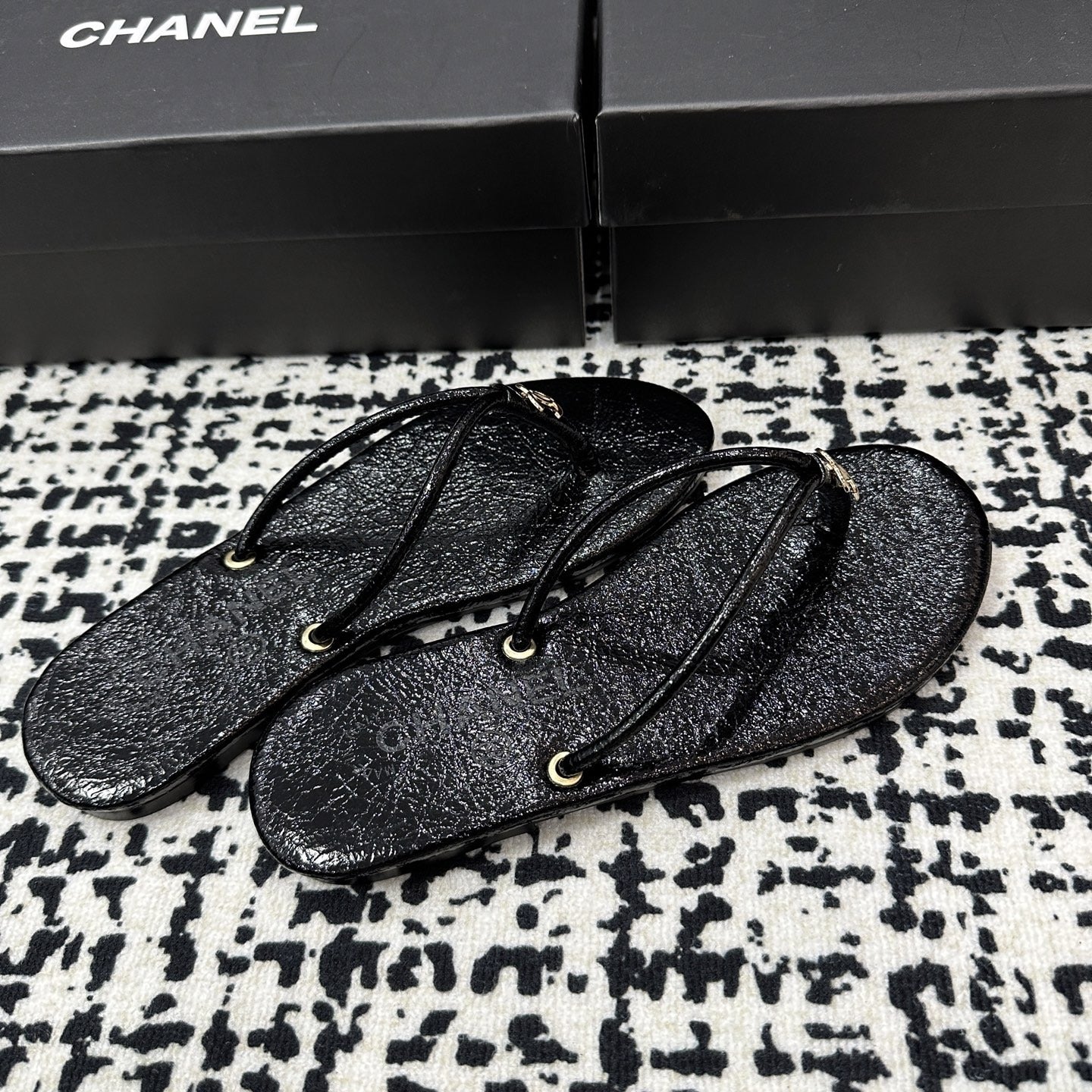Chanel Lambskin Leather Slides