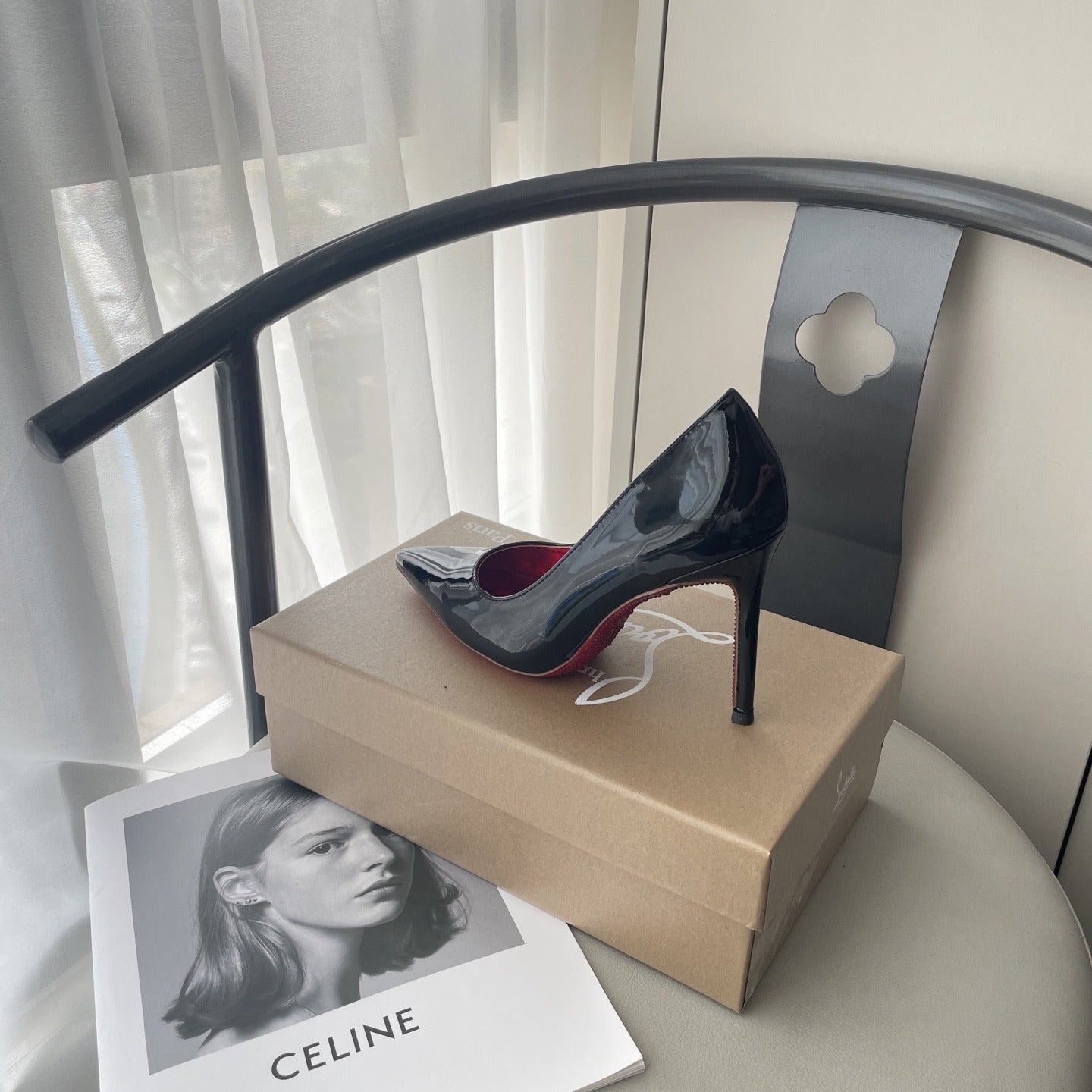 Celine Patent Leather & Lambskin Leather Pointed Toe Heels