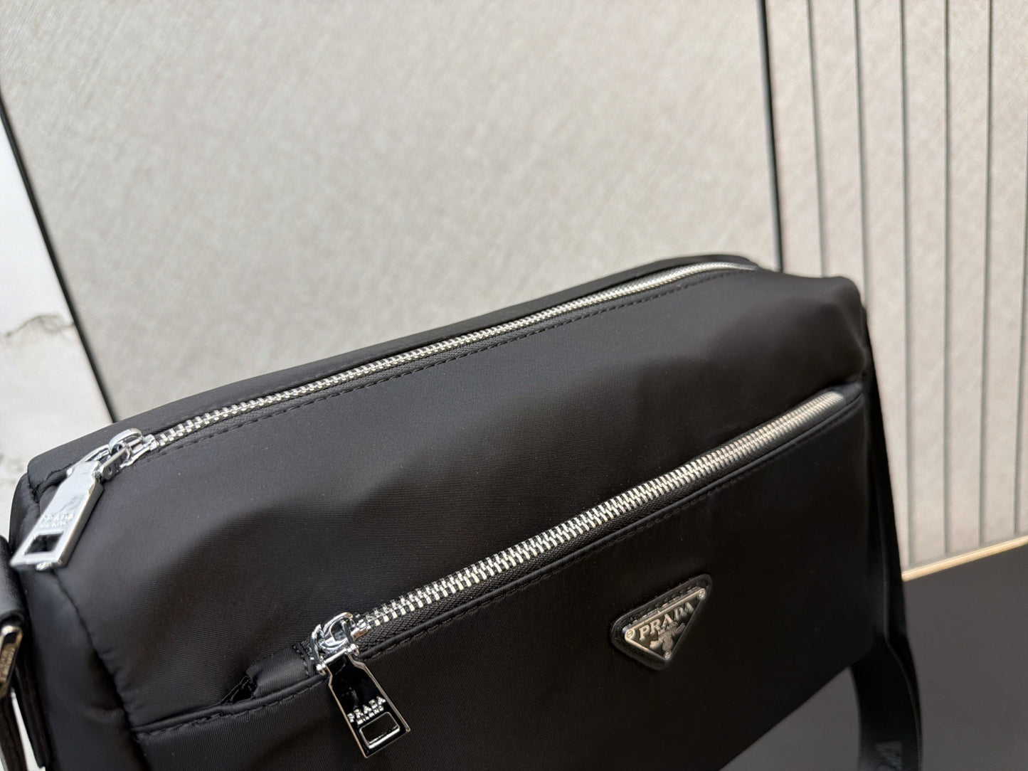 Prada Black Nylon & Canvas Shoulder Bag