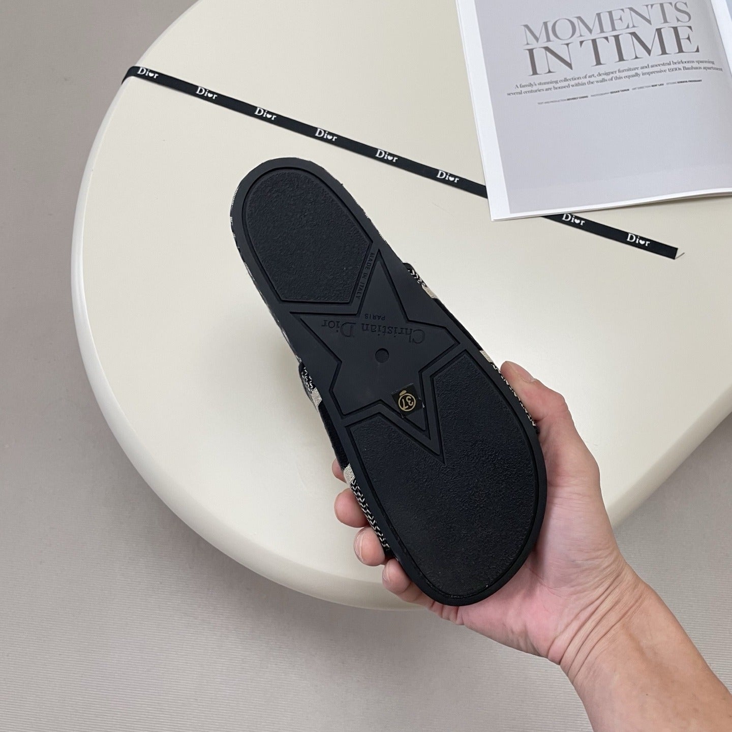 Dior Leather Embroidered Slides