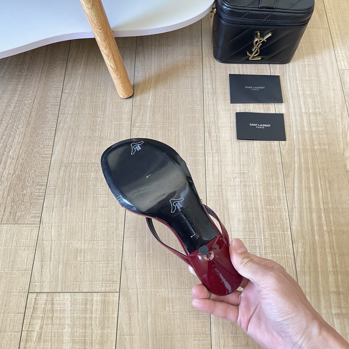 Saint Laurent Lambskin Leather Logo Slides