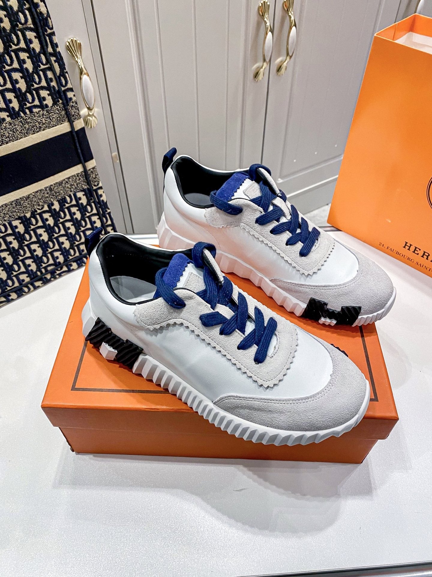 Hermes Lambskin Leather Sneakers