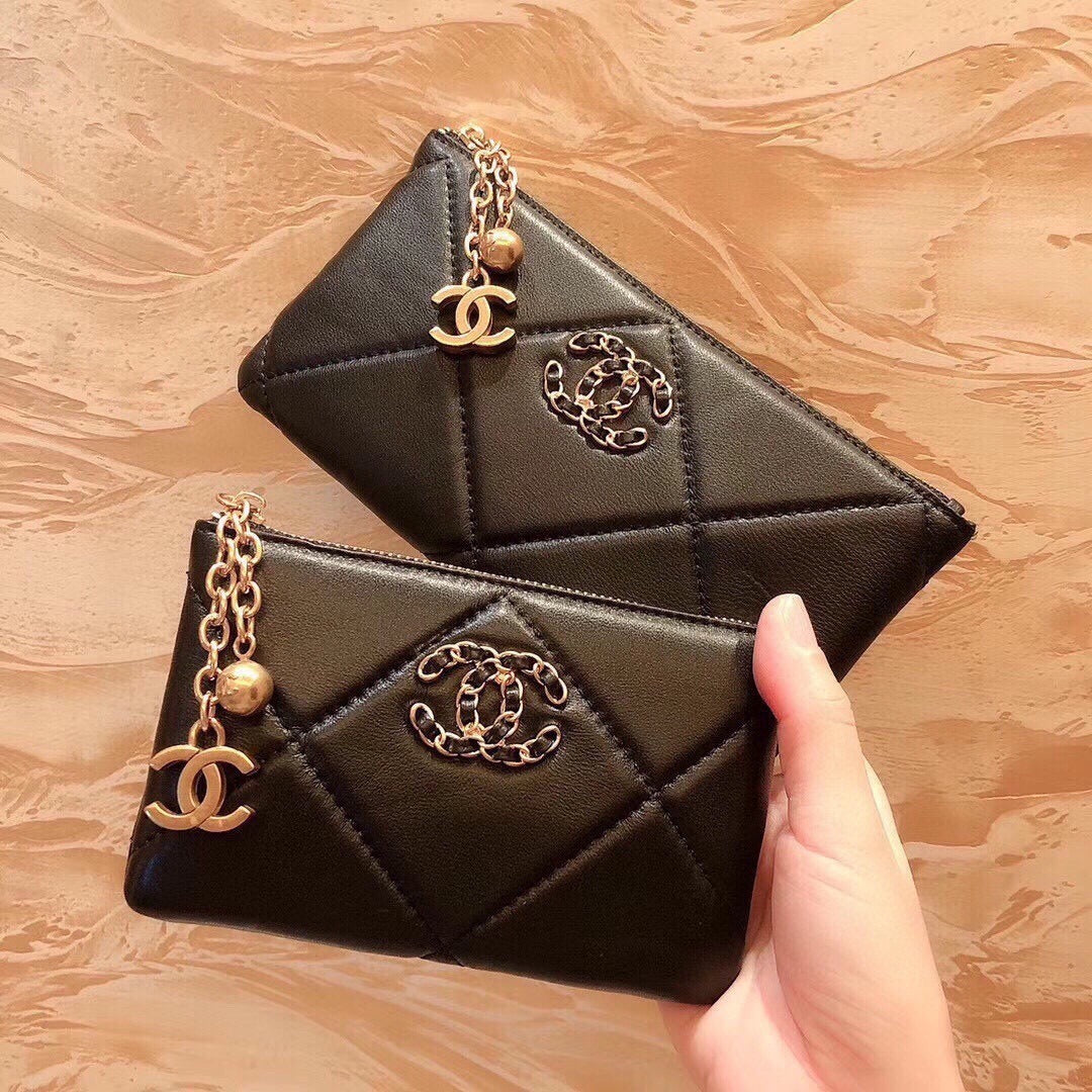 Chanel Black Lambskin Leather Wallet