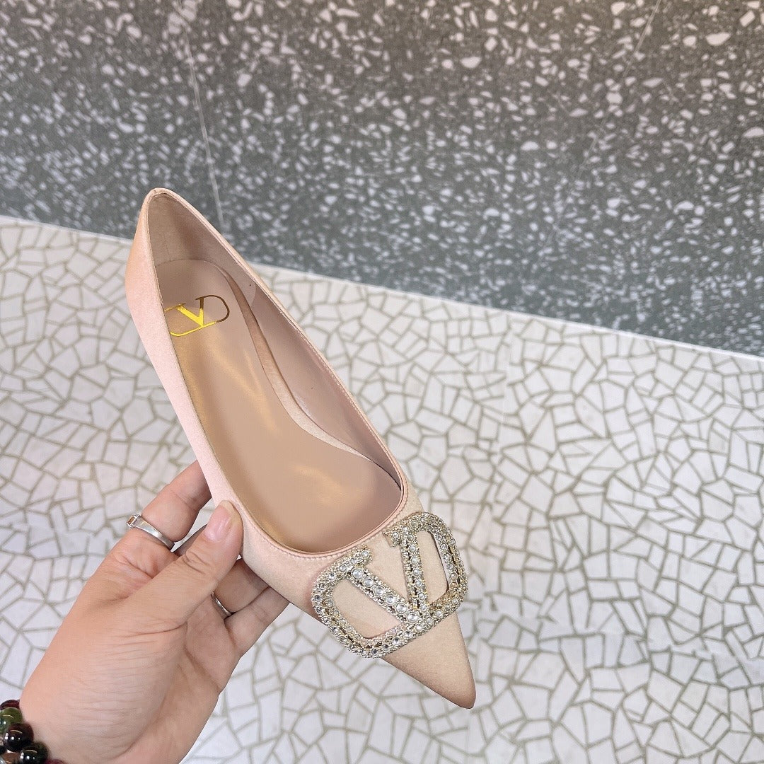 Valentino Lambskin Leather Crystal Heels