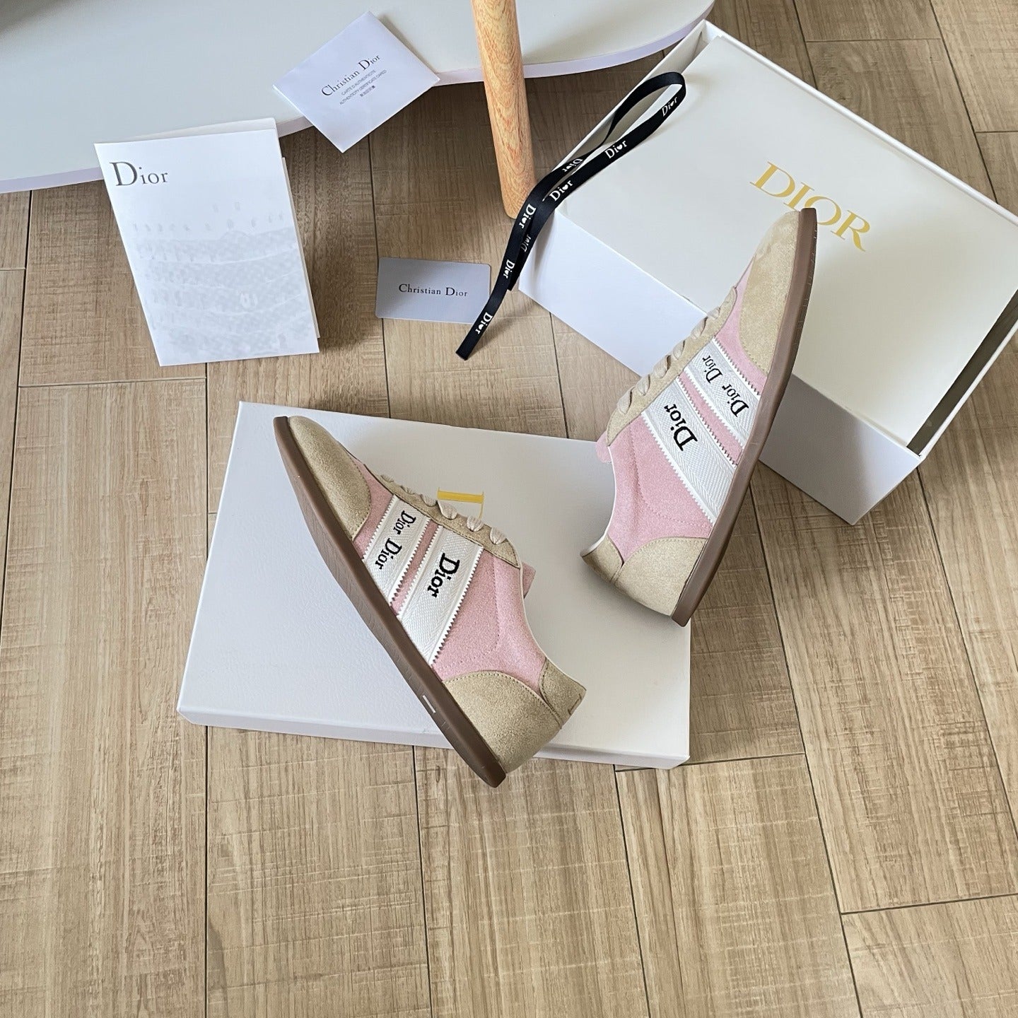Dior Leather Vintage-Finish Sneakers