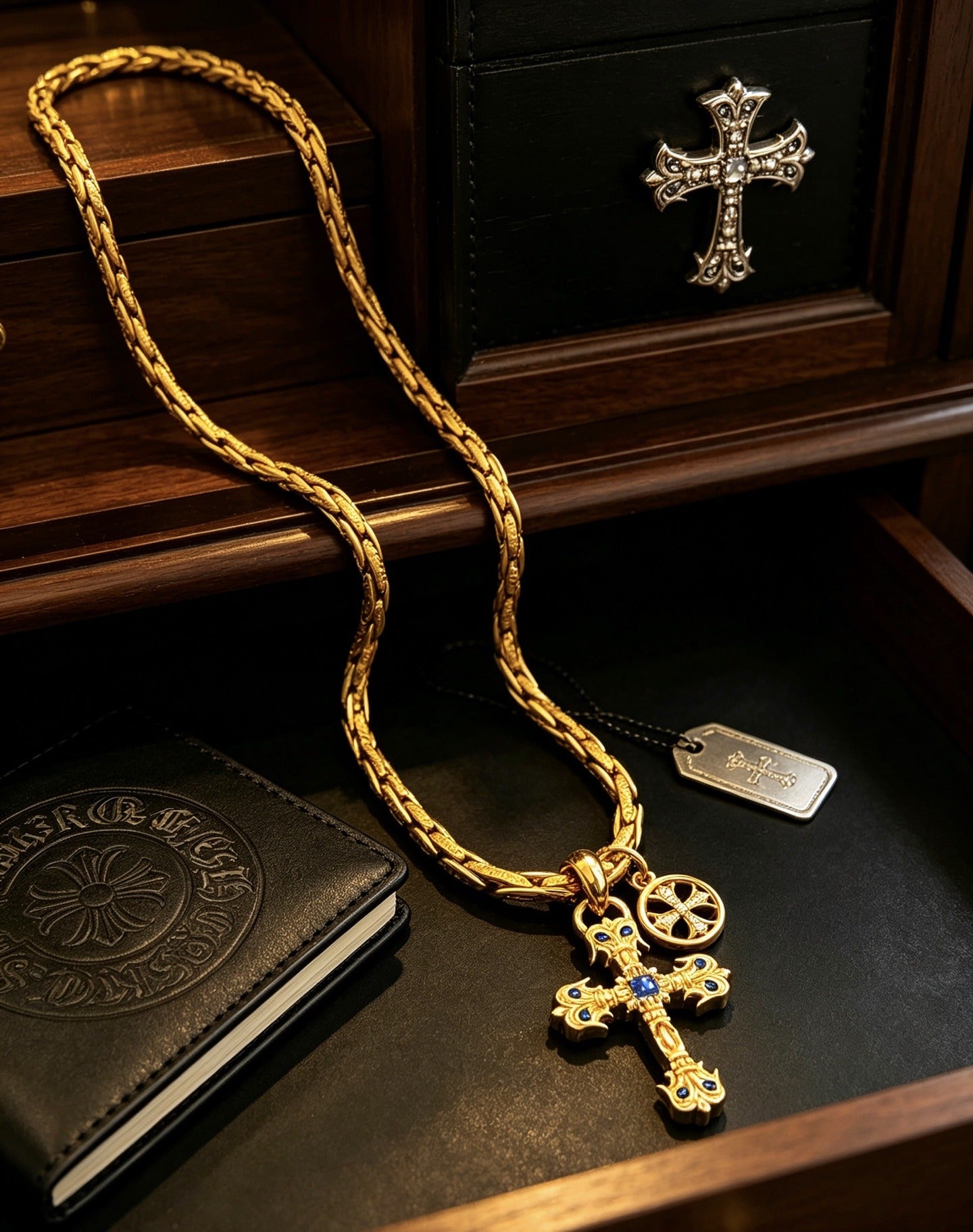 Chrome Hearts Sterling Silver Cross Necklace