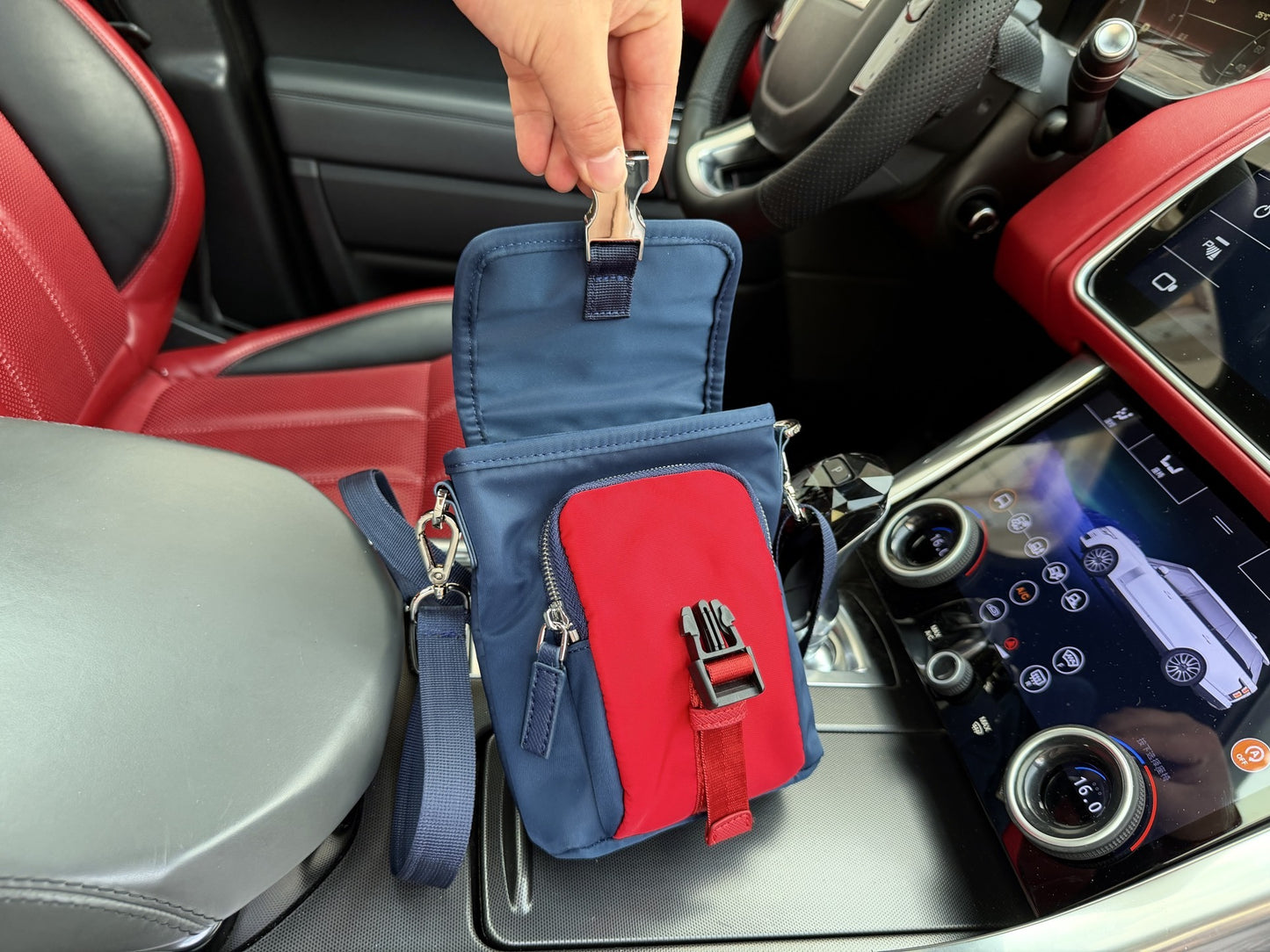 Prada Red Nylon & Leather Logo Shoulder Bag