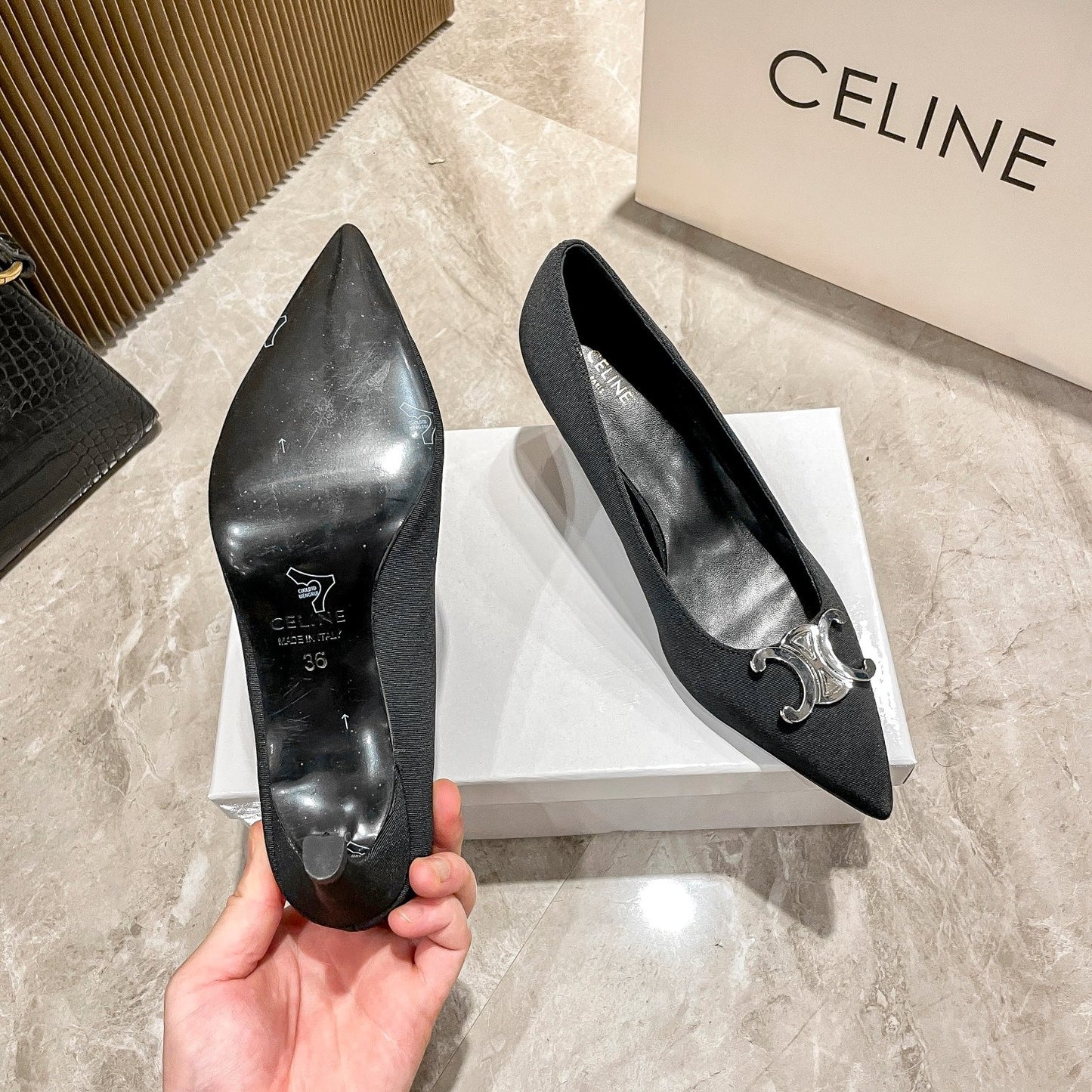 Celine Calfskin Leather Pointed Toe Heels
