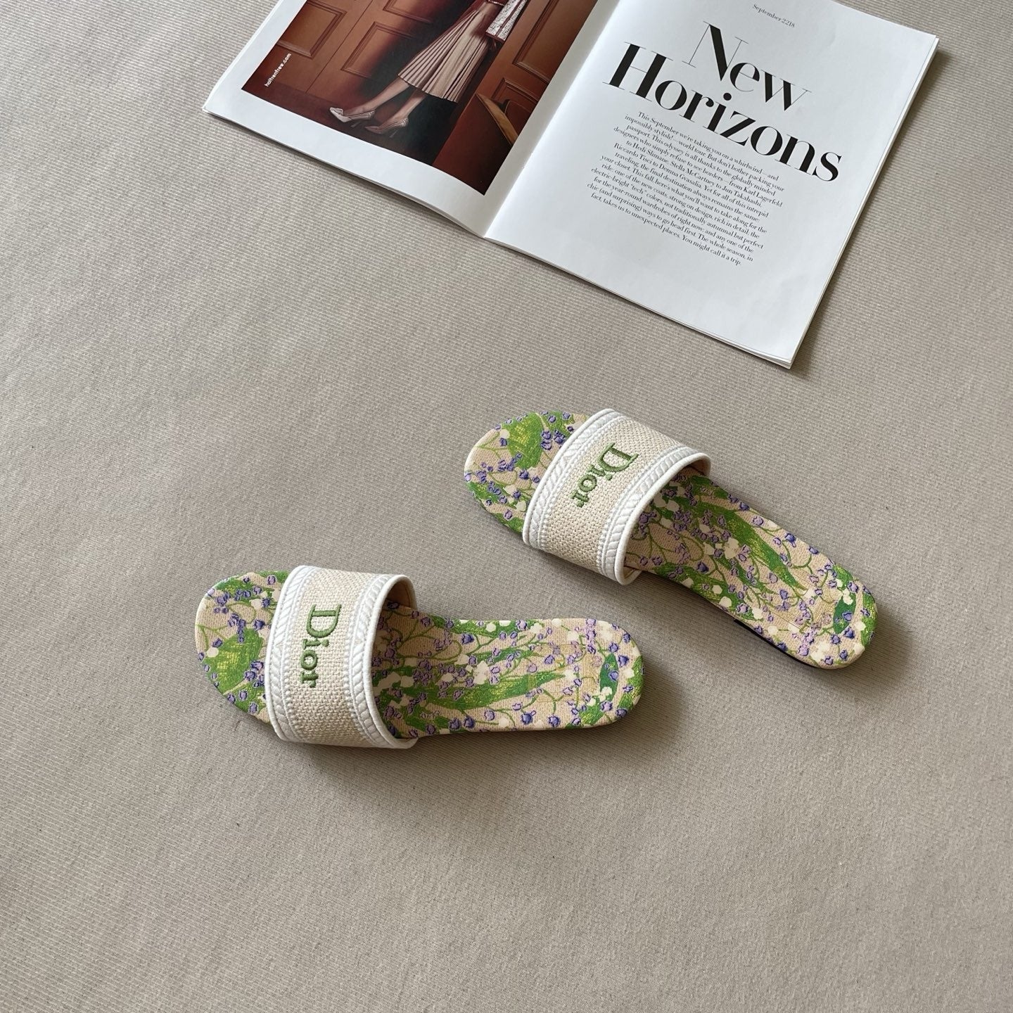 Dior Leather Embroidered Slides