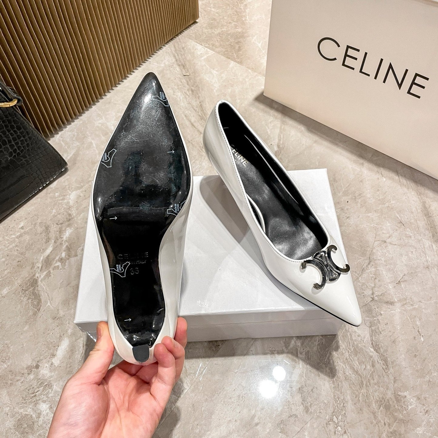 Celine Calfskin Leather Pointed Toe Heels