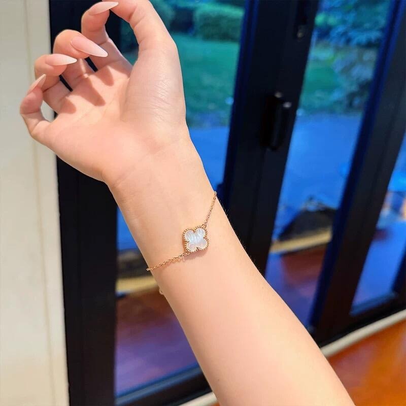 Van Cleef & Arpels Silver Brass Clover Bracelet