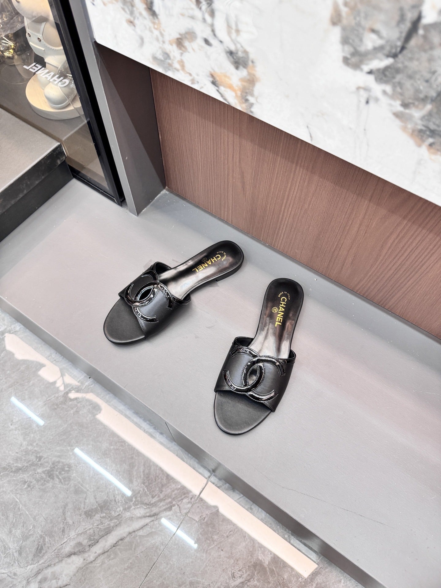 Chanel Lambskin Leather Openwork Slides