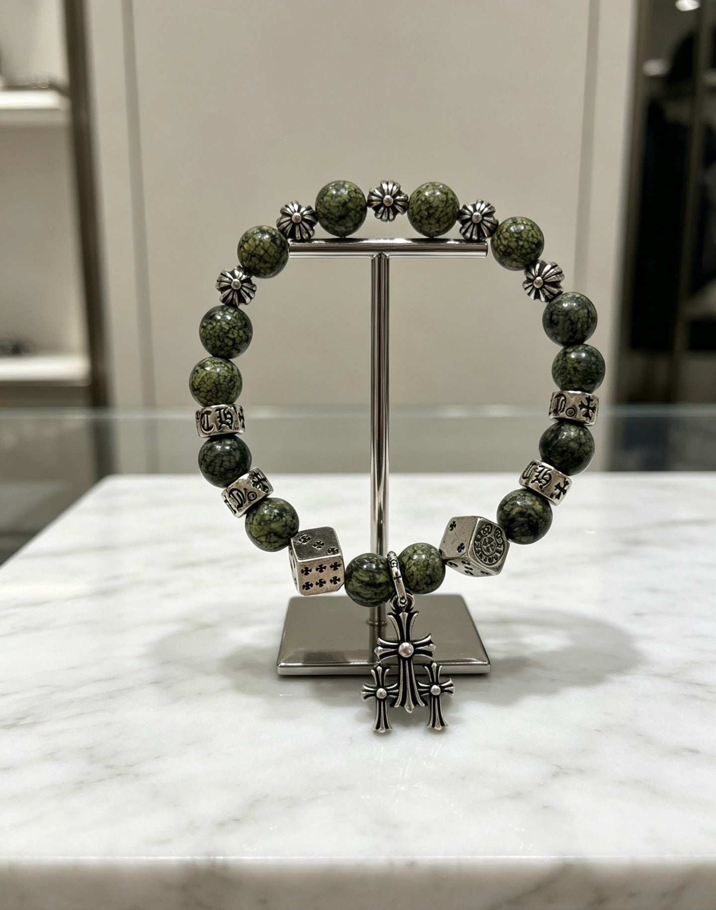 Chrome Hearts Sterling Silver Cross Bracelet